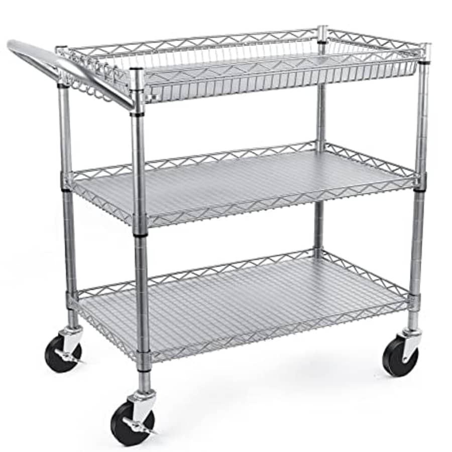 WDT Heavy Duty 3-Tier Rolling Utility Cart for $106
