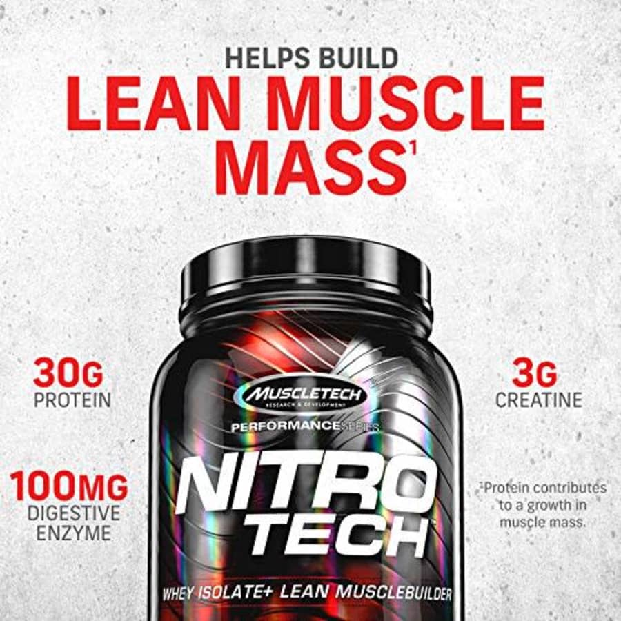 Whey Protein Powder | MuscleTech Nitro-Tech Whey Protein Isolate + Peptides | Lean Protein Powder for $35
