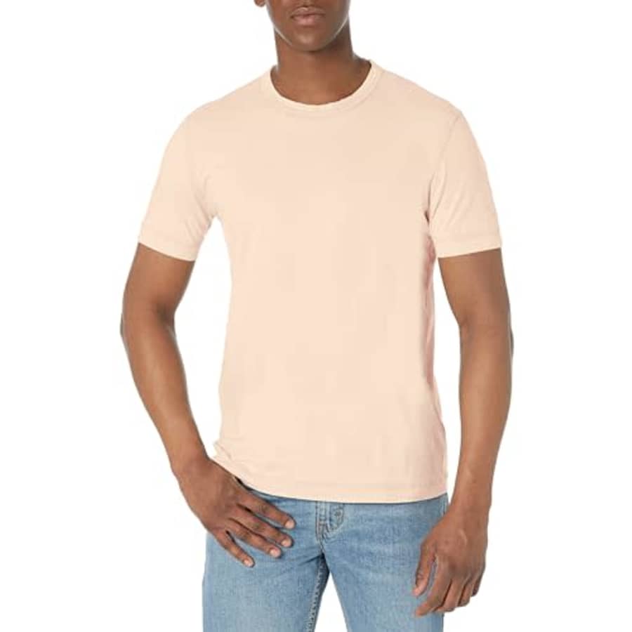 BOSS Men's Tokks Center Logo Regular Fit T-Shirt, Peach Puree for $20