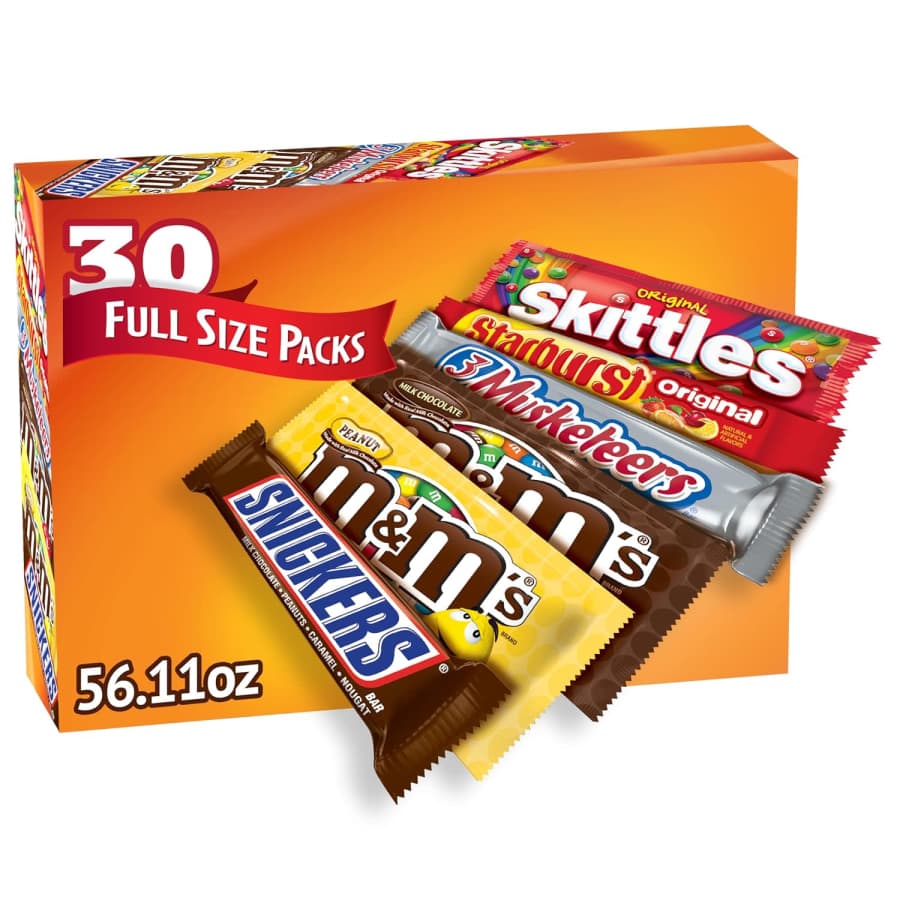 Mars M&Ms, Snickers, 3 Musketeers, Skittles, & Starburst 30-Count Variety Pack for $23 via Sub & Save