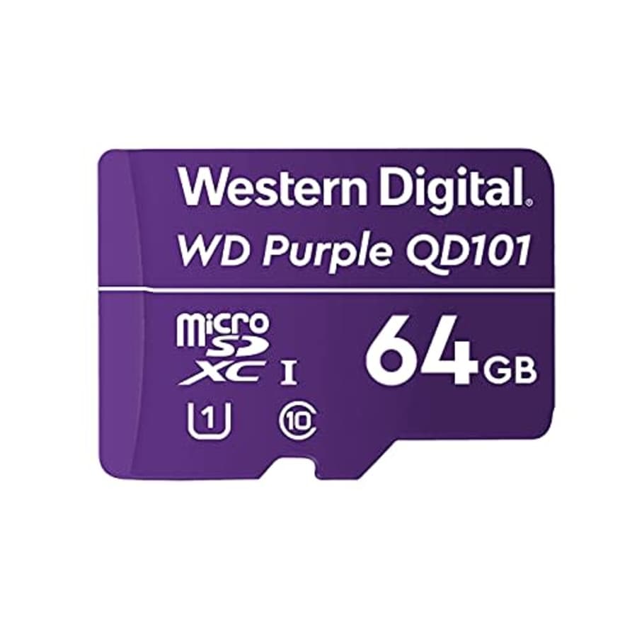 Western Digital SC QD101 MicroSD Card 64GB WD Purple Surveillance Camera WDD064G1P0C for $22