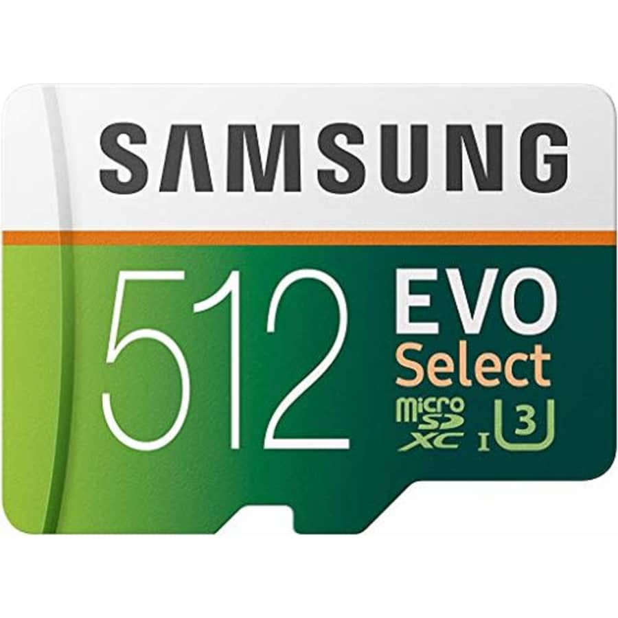 SAMSUNG EVO Select 512GB microSDXC UHS-I U3 100MB/s Full HD & 4K UHD Memory Card with Adapter for $70