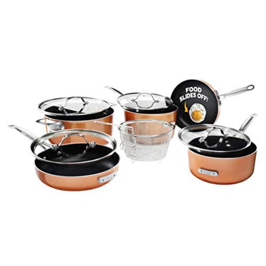 Gotham Steel Stackmaster Pots & Pans Set Stackable 10 Piece Cookware Set Saves 30% Space, Ultra for $159