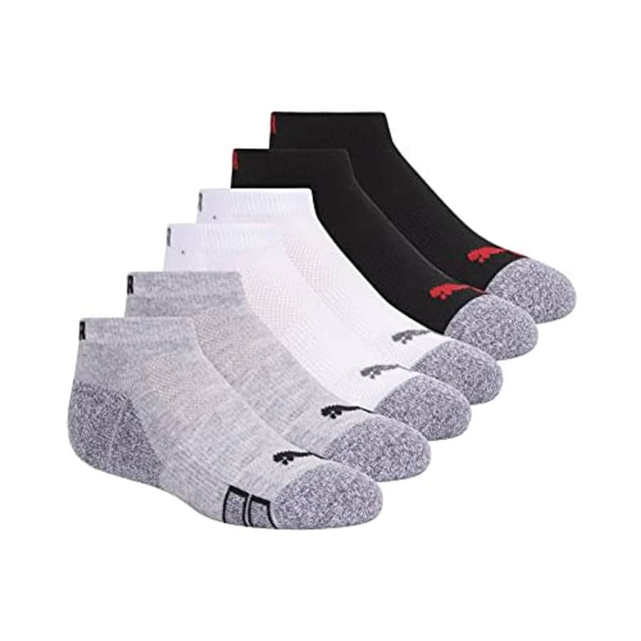 PUMA boys Puma Boys' 6 Pack Socks, Grey/Multi, 7-8.5 US for $17