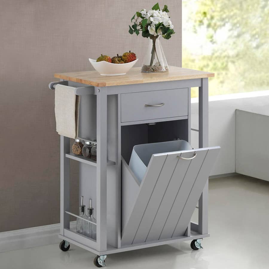 Baxton Studio Yonkers Hardwood-Top Kitchen Cart for $175 Baxton Studio Yonkers Hardwood-Top Kitchen Cart for $175