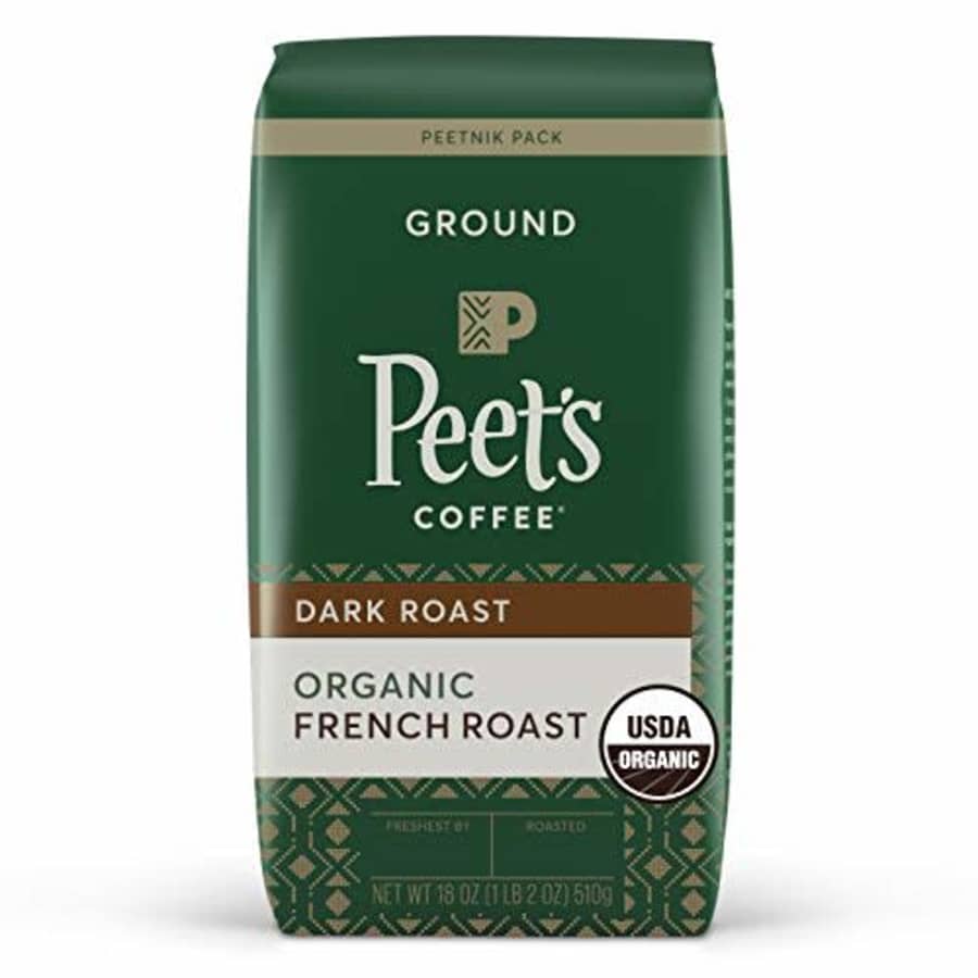 Peet's Coffee Organic French Roast, Dark Roast Ground Coffee, 18 Oz for $13