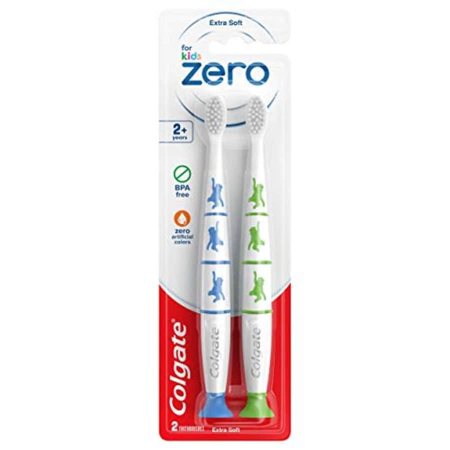 Colgate Zero Kids Toothbrush with Extra Soft Bristles and Suction Cup Holder, BPA Free - 2 Count for $9