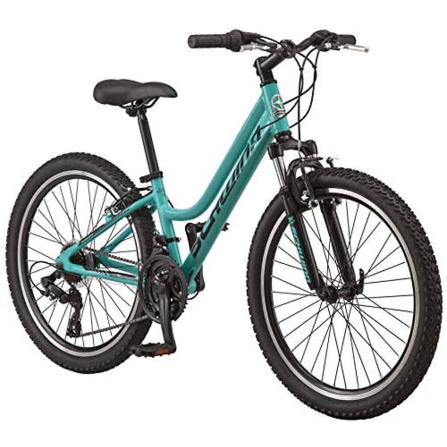 Schwinn High Timber AL Youth/Adult Mountain Bike, Aluminum Frame, 24-Inch Wheels, 21-Speed, Teal for $397