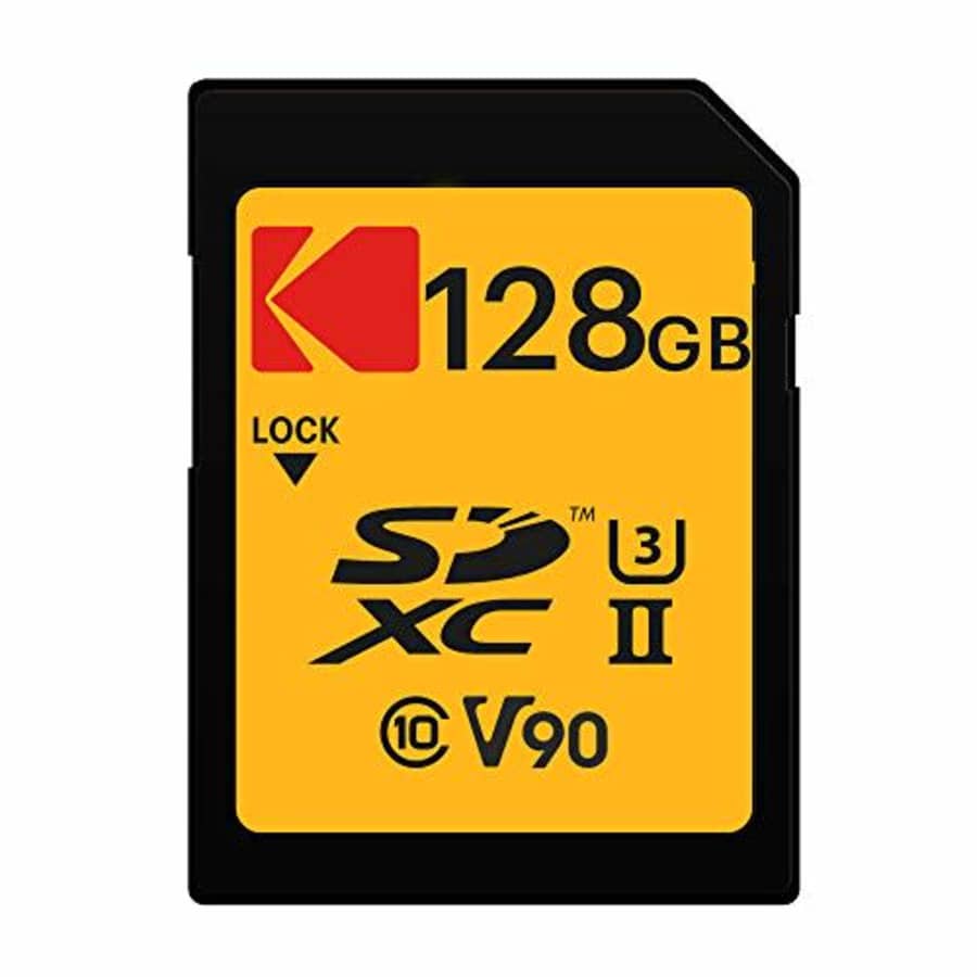 Kodak 128GB UHS-II U3 V90 Ultra Pro SDXC Memory Card - Up to 300MB/s Read Speed and 270MB/s Write for $76