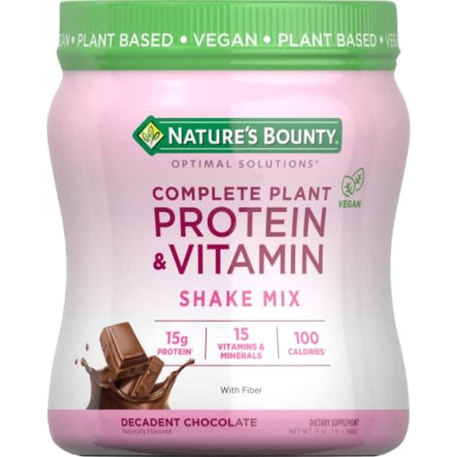 Complete Plant Protein & Vitamin Shake Mix by Nature's Bounty Optimal Solutions, with Fiber, Plant for $33