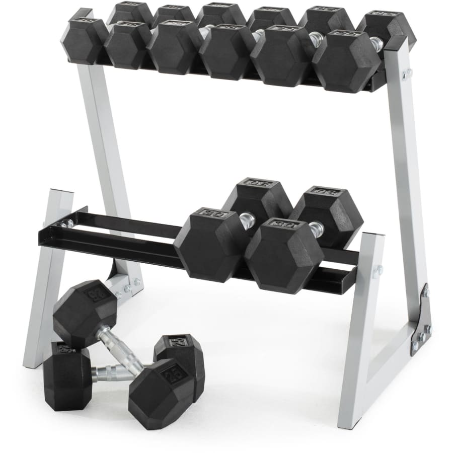 Weider 200-Lb. Rubber Hex Dumbbell Set w/ Rack for $240