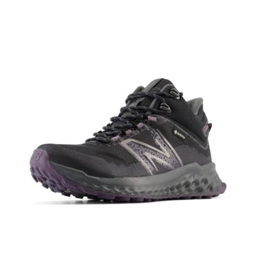 New Balance Women's Fresh Foam Garo V1 Midcut GTX Trail Running Shoe, Black/Blacktop/Interstellar, for $94 New Balance Women's Fresh Foam Garo V1 Midcut GTX Trail Running Shoe, Black/Blacktop/Interstellar, for $94