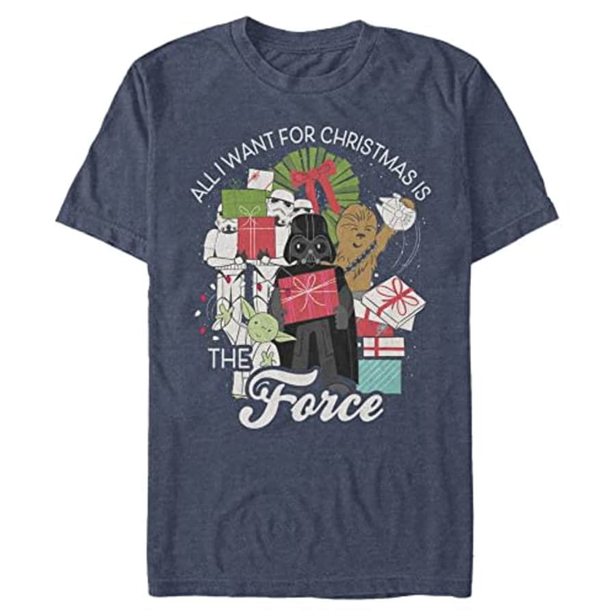 STAR WARS Big & Tall Galaxy Christmas Men's Tops Short Sleeve Tee Shirt, Navy Blue Heather, 4X-Large for $23