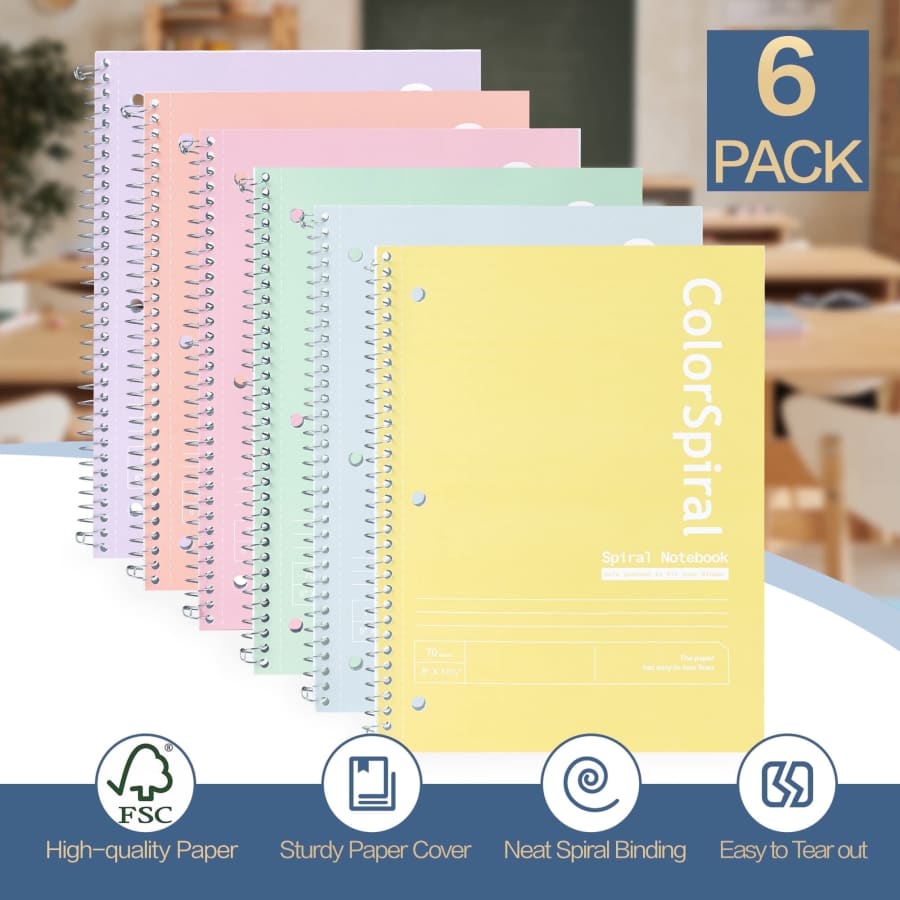 Deli Morandi 140-Page Spiral College Ruled Notebook 6-Pack for $8