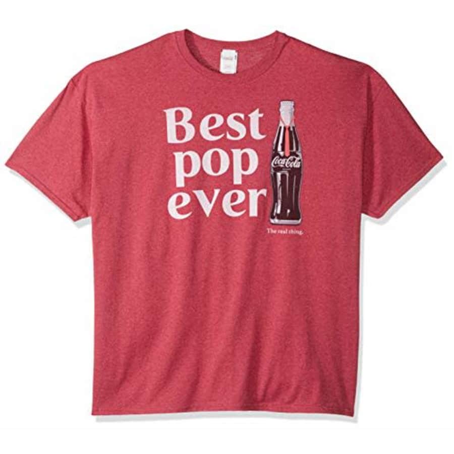 Coca-Cola Men's Standard Best Pop Coke Bottle Logo T-Shirt, red Heather, XX-Large for $15