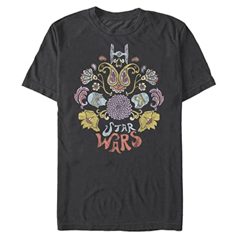 Star Wars Big & Tall Rise of Skywalker Darkside Floral Men's Tops Short Sleeve Tee Shirt, Black, for $9