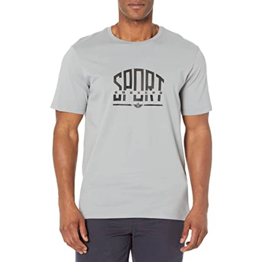 Dockers Men's Slim Fit Short Sleeve Graphic Tee Shirt-Legacy (Standard and Big & Tall), (New) Ash for $8