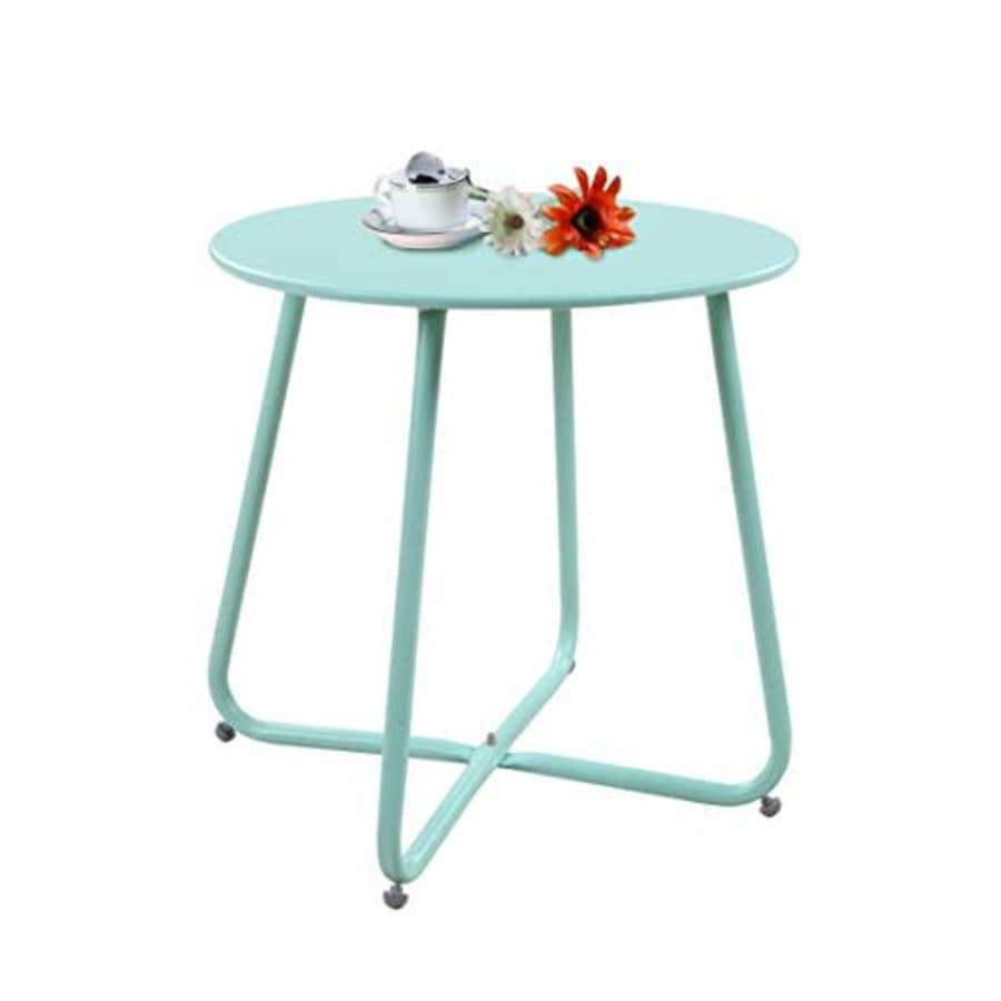 Grand Patio Steel Patio Side Table, Weather Resistant Outdoor Round End Table, Mint Green for $38 Grand Patio Steel Patio Side Table, Weather Resistant Outdoor Round End Table, Mint Green for $38