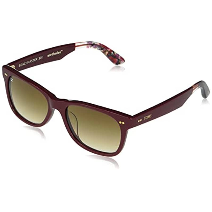 TOMS Bellini Round Sunglasses, Earthwise Plum Maroon/Solid Brown, 52-18-147 for $90