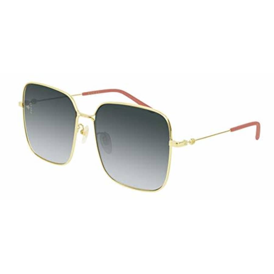 Gucci Gucci Logo 0443S 001 Gold Metal Square Sunglasses Grey Gradient Lens for $205