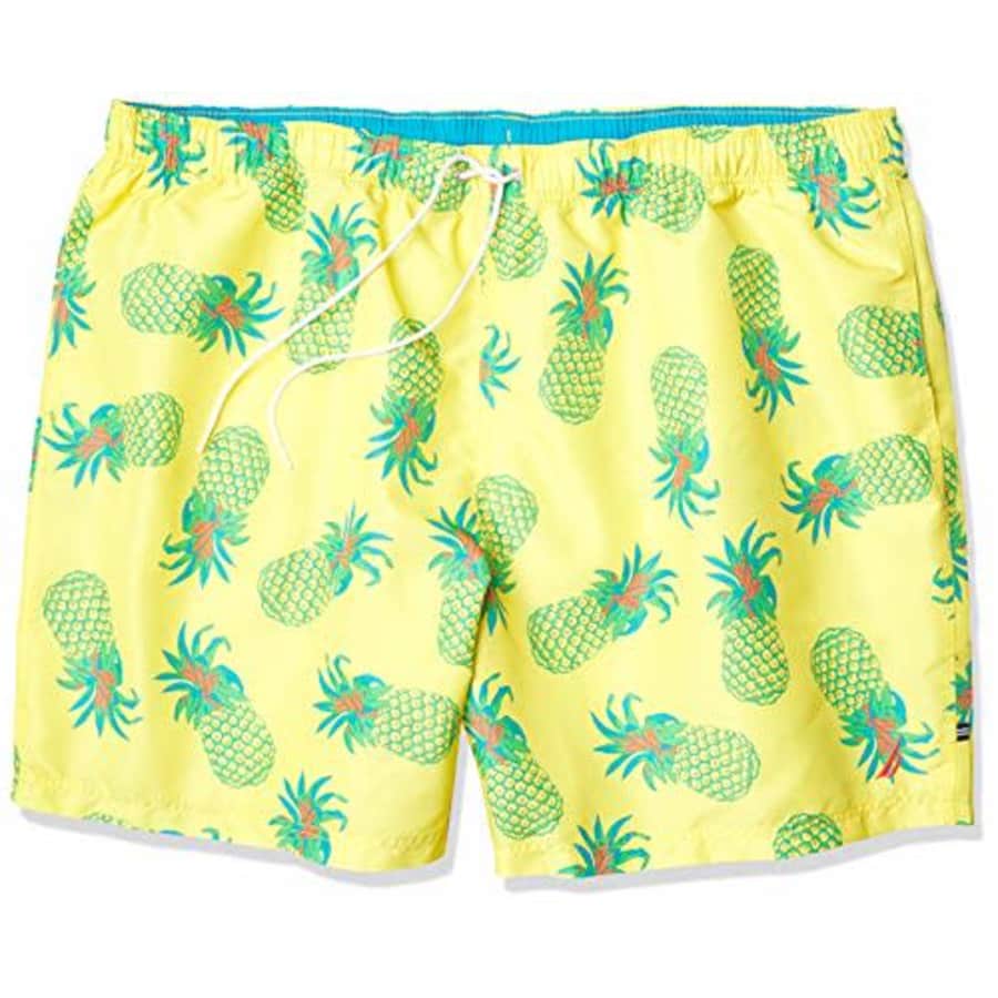 Nautica Men's Big & Tall 8" Tropical Print Swim Shorts, Sunfish Yellow, 4X Big for $49
