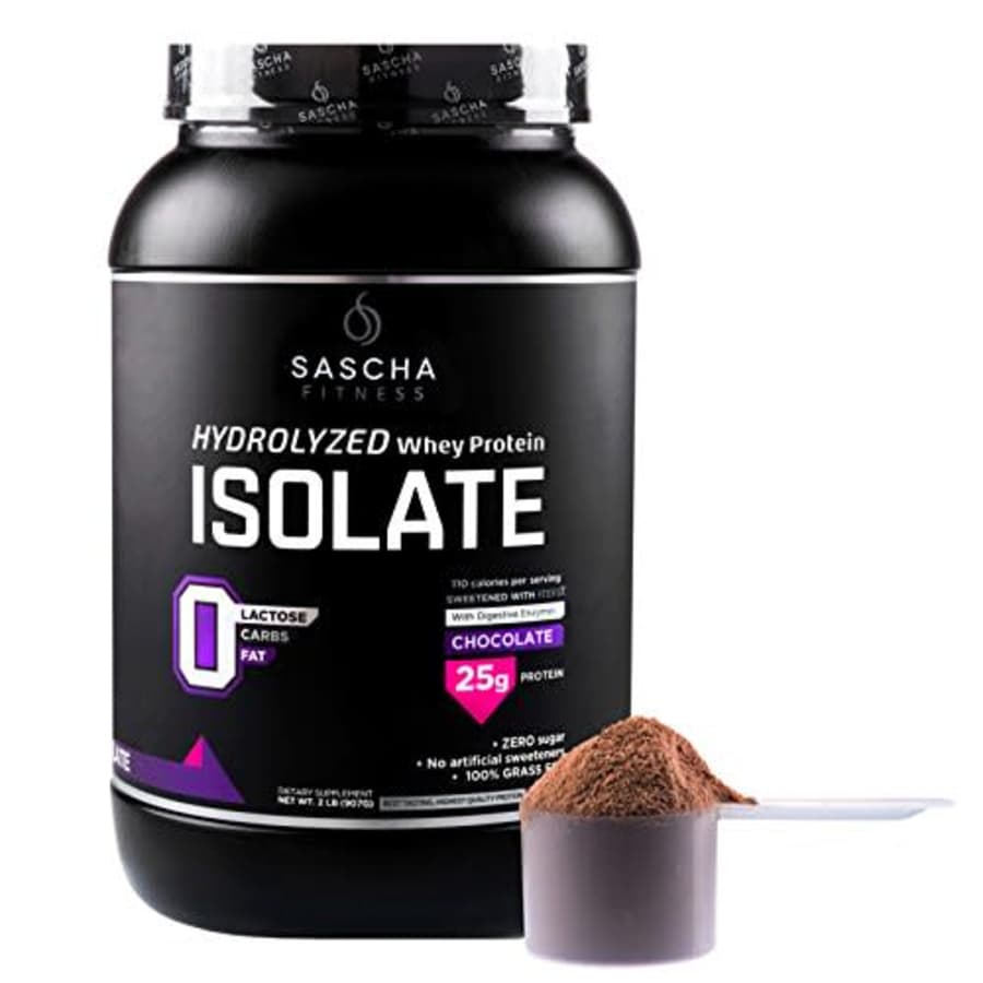 Sascha Fitness Hydrolyzed Whey Protein Isolate,100% Grass-Fed (2 Pound,Chocolate) for $60 Sascha Fitness Hydrolyzed Whey Protein Isolate,100% Grass-Fed (2 Pound,Chocolate) for $60