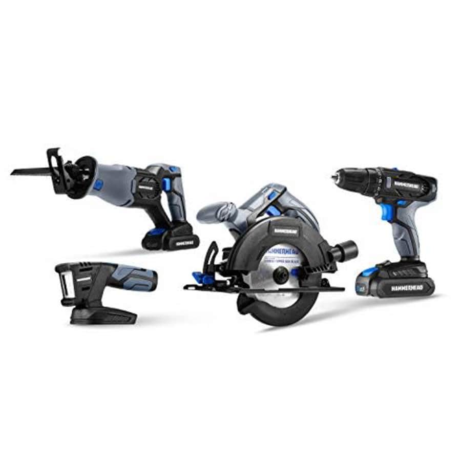 Hammerhead 20V Cordless 4-Tool Combo Kit: Drill, Reciprocating Saw, Circular Saw and LED Light with for $148 Hammerhead 20V Cordless 4-Tool Combo Kit: Drill, Reciprocating Saw, Circular Saw and LED Light with for $148