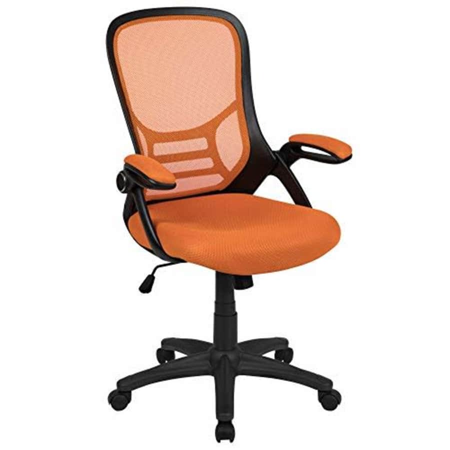 Flash Furniture High Back Orange Mesh Ergonomic Swivel Office Chair with Black Frame and Flip-up for $110 Flash Furniture High Back Orange Mesh Ergonomic Swivel Office Chair with Black Frame and Flip-up for $110