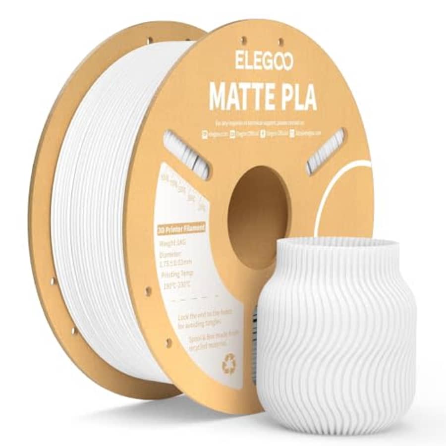 ELEGOO Matte PLA Filament Matte White 1KG, 1.75mm 3D Printer Filament Dimensional Accuracy +/- for $18 ELEGOO Matte PLA Filament Matte White 1KG, 1.75mm 3D Printer Filament Dimensional Accuracy +/- for $18