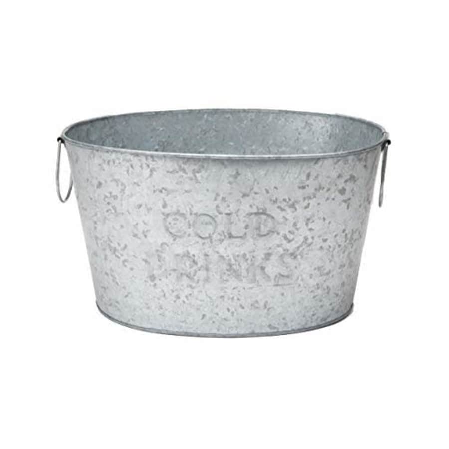 Mind Reader Round Galvanized Steel Beverage Tub with Handles, Party Basket for Drinks, Ice, Rustic for $26