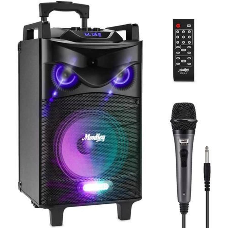 Moukey Portable Karaoke Machine w/ 8" Subwoofer for $80 w/ Prime