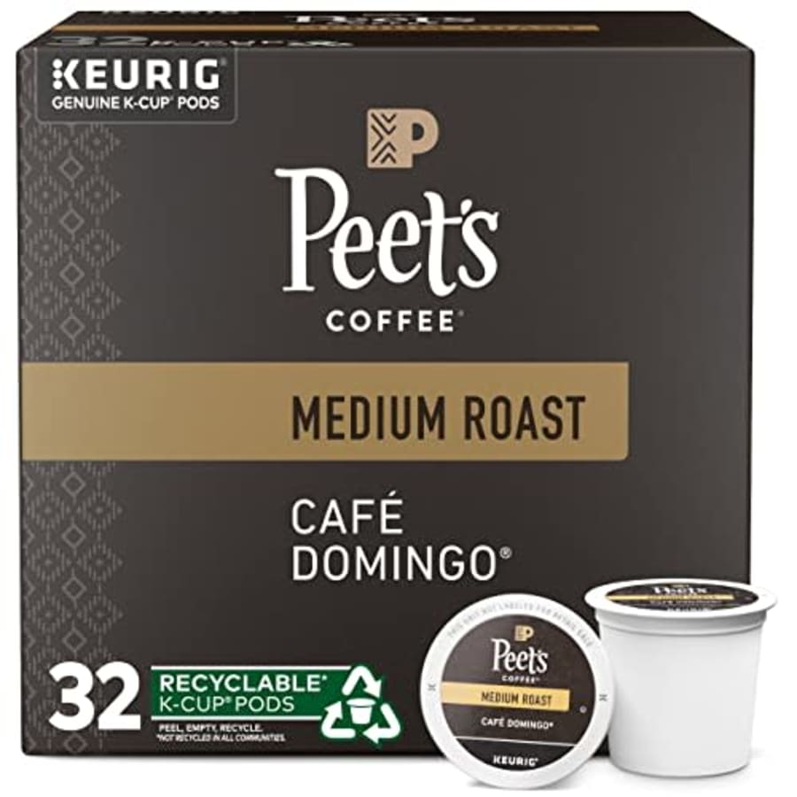 Peet's Coffee, Medium Roast K-Cup Pods for Keurig Brewers - Cafe Domingo 32 Count (1 Box of 32 for $25