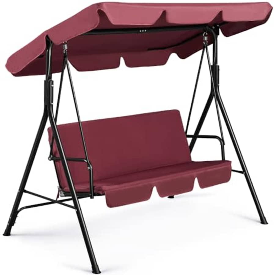 Yaheetech 3-Person Outdoor Patio Swing Chair, Canopy Swing w/Removable Cushion, Convertible Canopy for $94