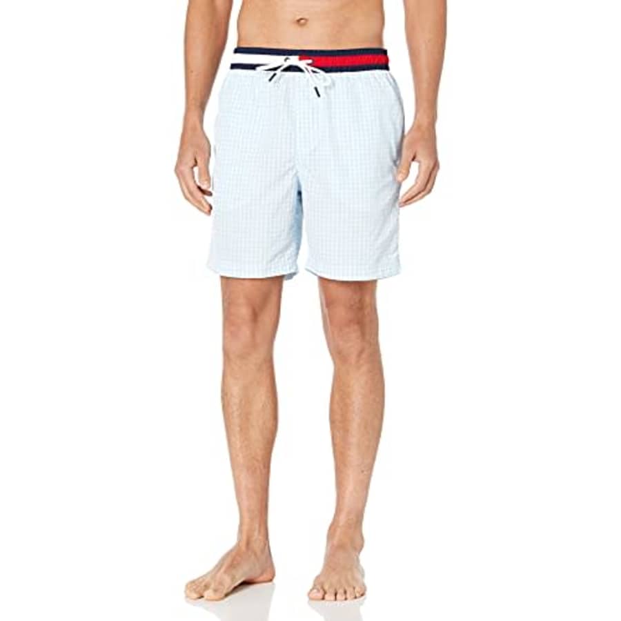 Tommy Hilfiger Men's Standard 7" Swim Trunks, Rain Dance, XL for $56