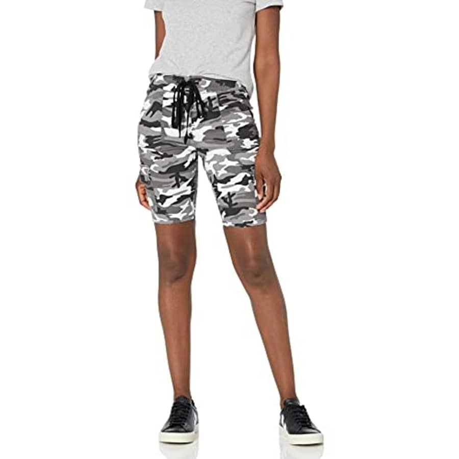 V.I.P. JEANS Women's Super Cute Jeans Shorts Acid Washed, Gray Camo Cargo, 7 for $20