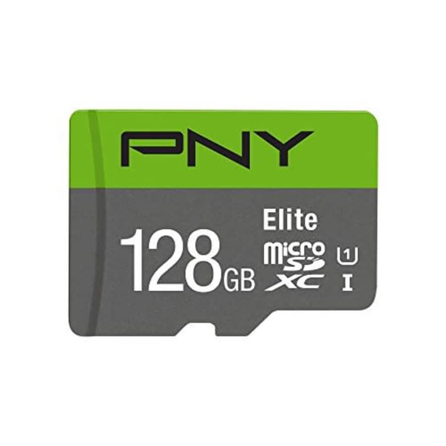 PNY Elite P-SDU128U185EL-GE 128GB Class 10 microSDXC w/ adapter for $35
