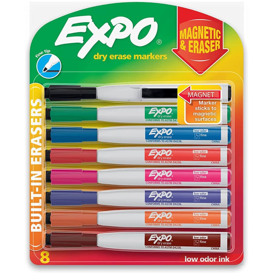Expo 8-Count Magnetic Dry Erase Markers w/ Eraser for $11