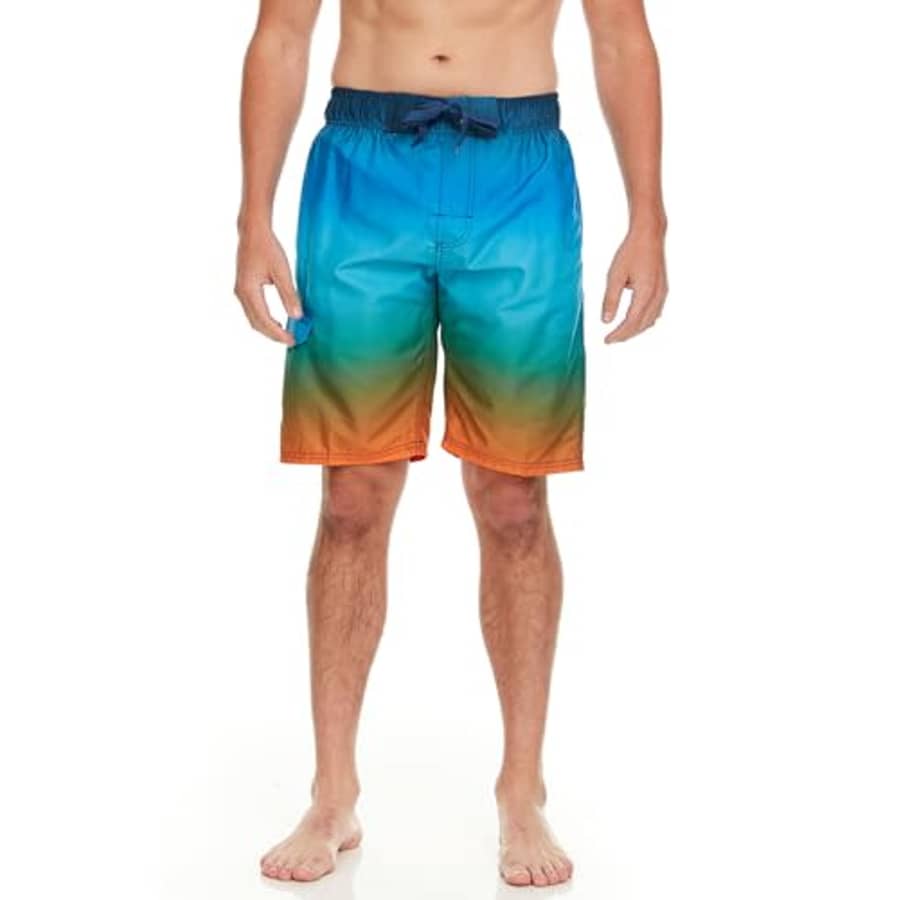Kanu Surf Men's Swim Trunks (Regular & Extended Sizes), Mirage Navy/Orange, Large for $20