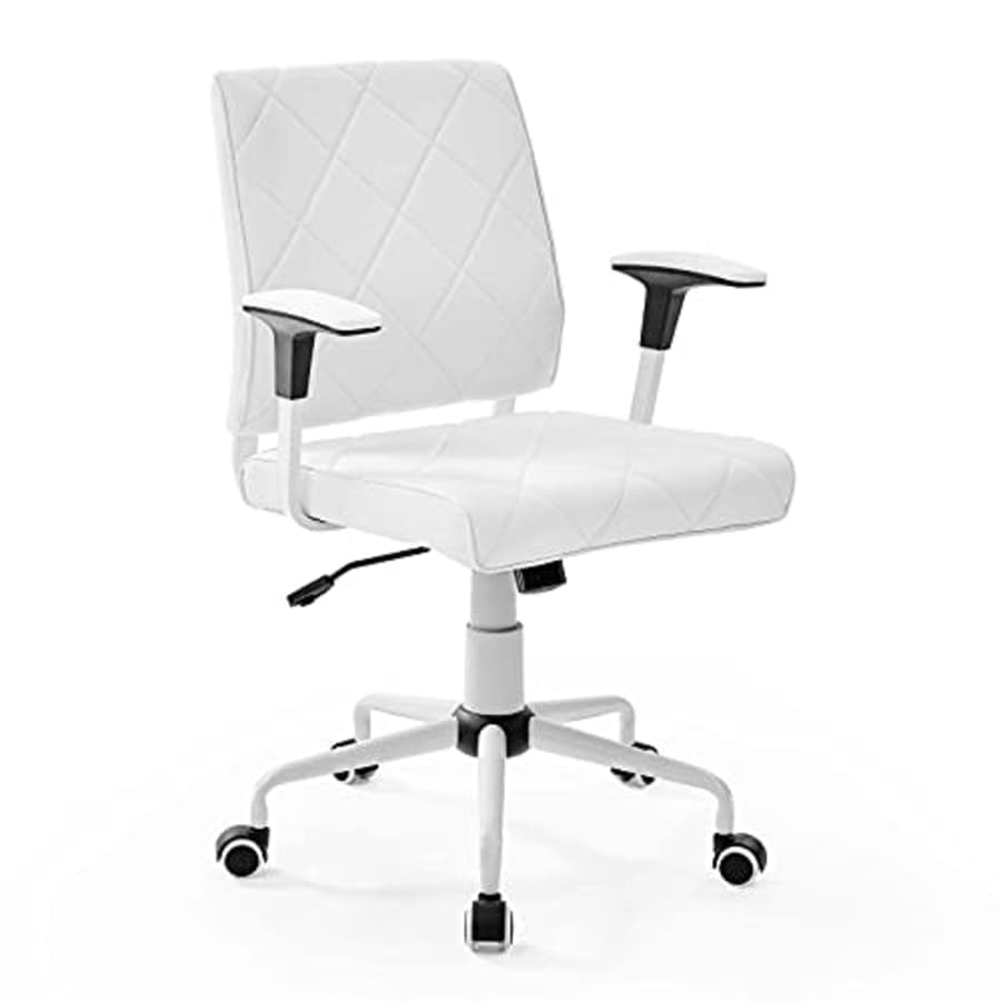 Modway Lattice Modern Faux Leather Mid Back Computer Desk Office Chair In White for $122