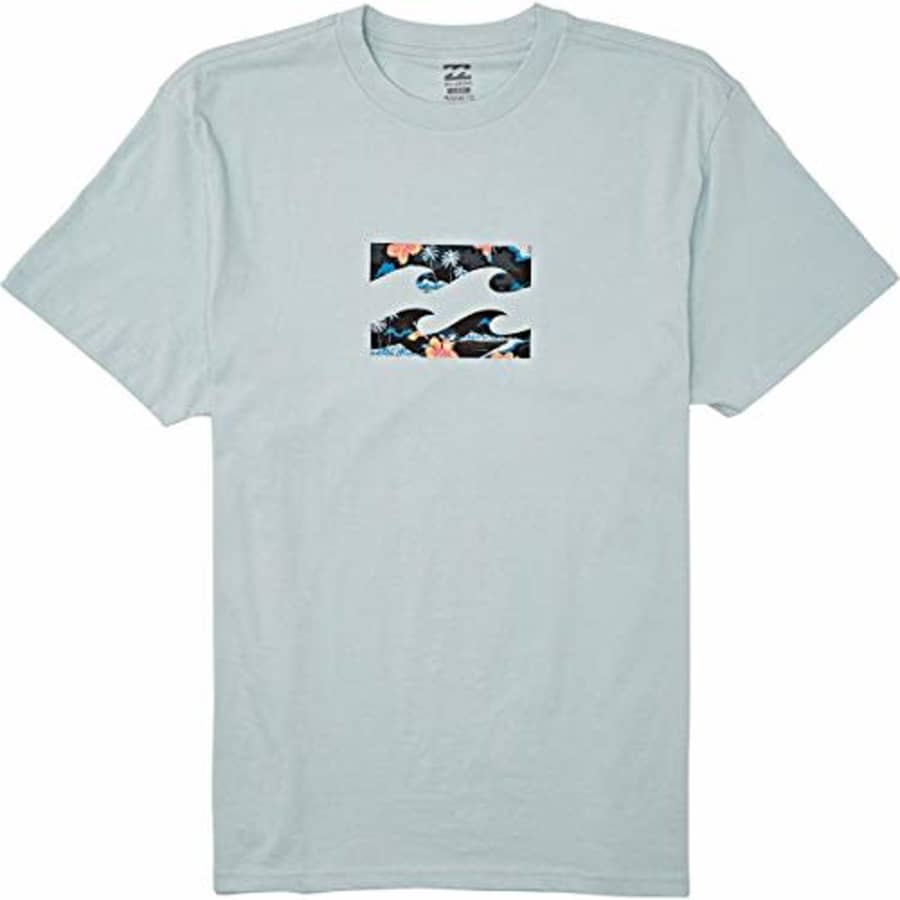 Billabong Men's Classic Short Sleeve Premium Logo Graphic T-Shirt, Lt Blue Wave, M for $26