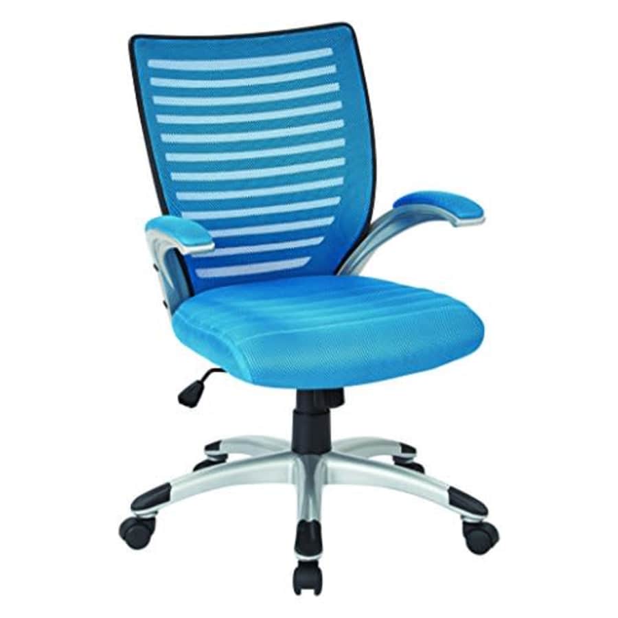 Office Star Breathable Mesh Back and Padded Mesh Seat Managers Chair with Fixed Arms and Silver for $98