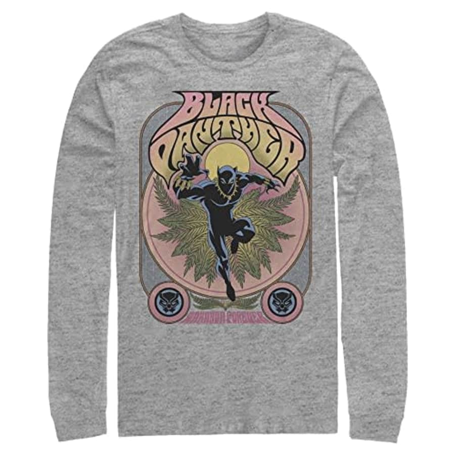 Marvel Big & Tall Men's Classic Black Panther Gig Tops Long Sleeve Tee Shirt, Athletic Heather, for $18