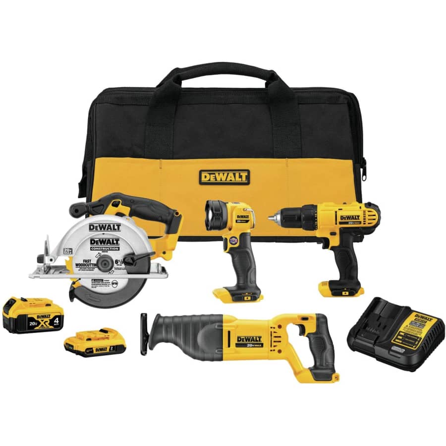DeWalt 20V MAX 4-Tool Cordless Drill Combo Kit for $279