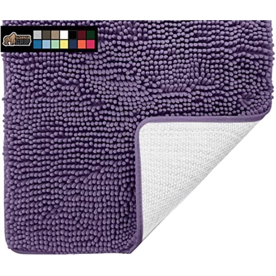 Gorilla Grip Bath Rug, 54x24, Thick Soft Absorbent Chenille Rubber Backing Bathroom Rugs, for $16 Gorilla Grip Bath Rug, 54x24, Thick Soft Absorbent Chenille Rubber Backing Bathroom Rugs, for $16