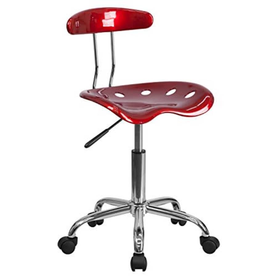 Flash Furniture Vibrant Wine Red and Chrome Swivel Task Office Chair with Tractor Seat for $76