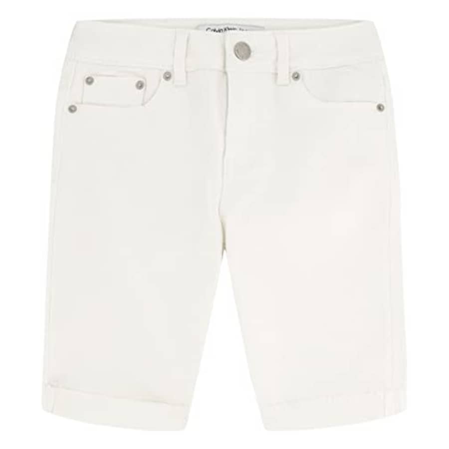 Calvin Klein Girls' Skinny Fit Stretch Denim Bermuda Shorts, Whiteout/Cut Off, 16 for $16 Calvin Klein Girls' Skinny Fit Stretch Denim Bermuda Shorts, Whiteout/Cut Off, 16 for $16