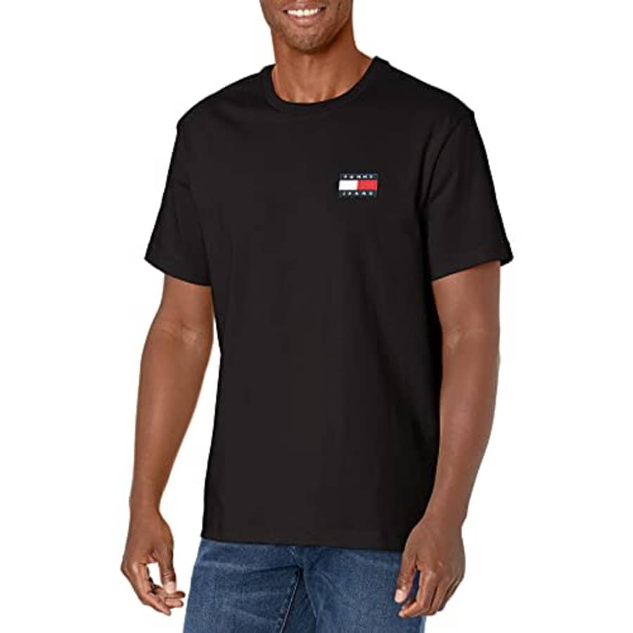 Tommy Hilfiger Men's Tommy Jeans Short Sleeve Logo T Shirt, Jet Black, XS for $18 Tommy Hilfiger Men's Tommy Jeans Short Sleeve Logo T Shirt, Jet Black, XS for $18