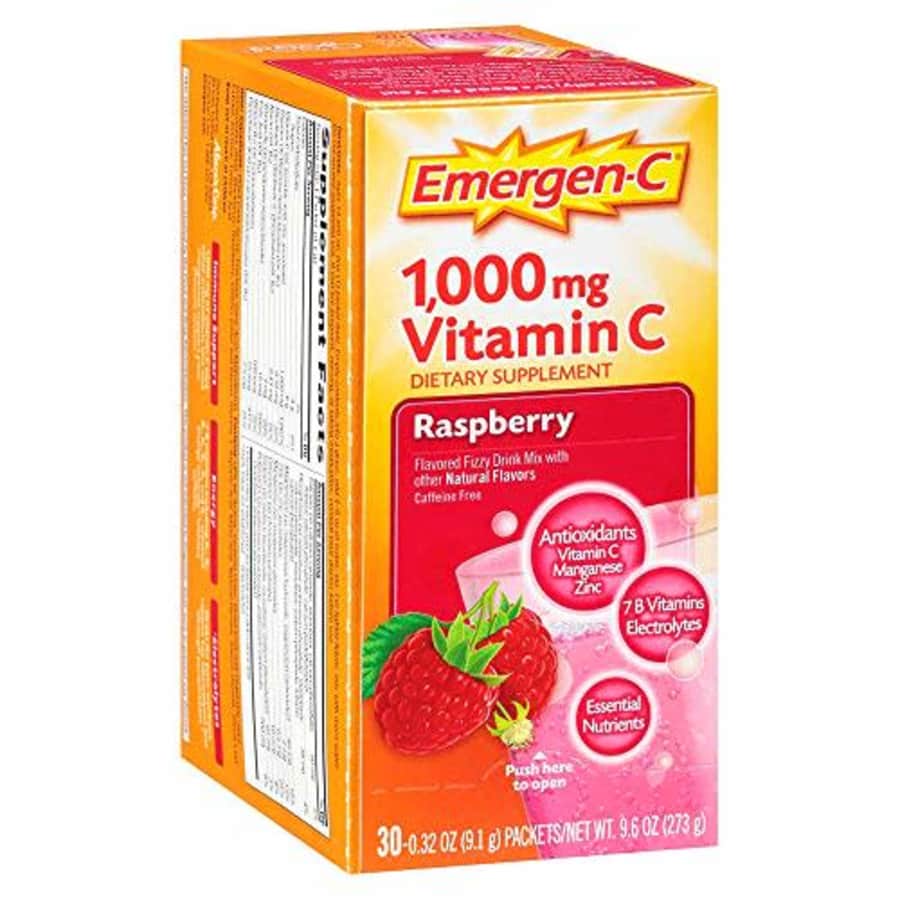 Emergen-C (30 Count, Raspberry Flavor, 1 Month Supply) Dietary Supplement Fizzy Drink Mix with for $22 Emergen-C (30 Count, Raspberry Flavor, 1 Month Supply) Dietary Supplement Fizzy Drink Mix with for $22