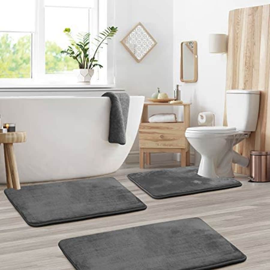 Clara Clark Memory Foam Bath Mat Sets 3 Piece - Non Slip, Absorbent, Soft Bath Rug Set - Fast for $24
