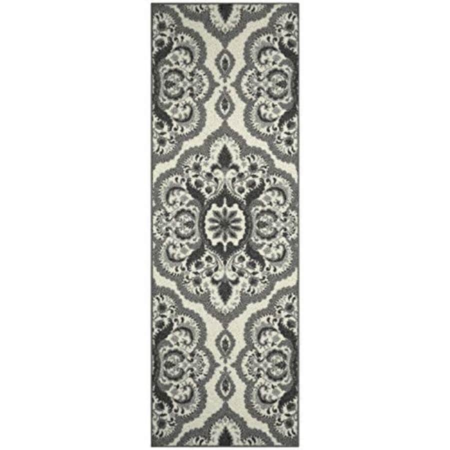 Maples Rugs Vivian Medallion Runner Rug Non Slip Hallway Entry Carpet [Made in USA], 2 x 6, Grey for $25